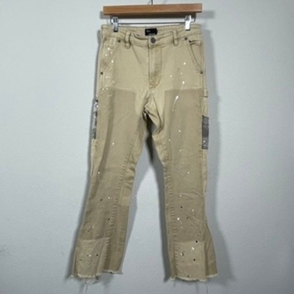 EPTM Carpenter Pants Mens 30 Tan Paint Splatter Flare Skater Streetwear Gorpcore